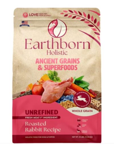 Earthborn Holistic Unrefined Ancient Grains & Superfoods Dry Dog Food Roasted Rabbit 25lb