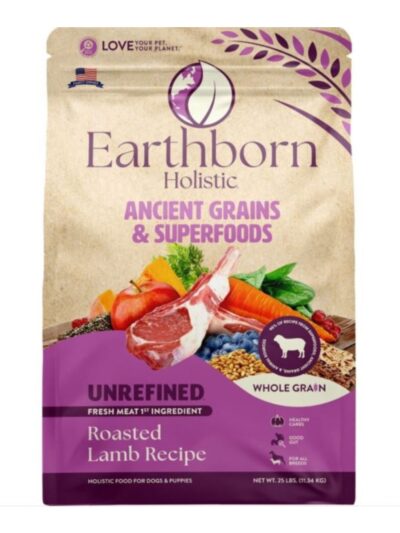 Earthborn Holistic Unrefined Ancient Grains & Superfoods Dry Dog Food Roasted Lamb 25lb