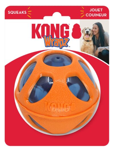 KONG Wrapz Dog Toy Ball Orange 1ea/LG