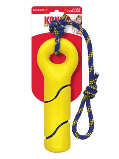 KONG Squeezz Tennis Buoy w/Rope Dog Toy Yellow 1ea/LG