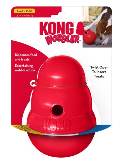 KONG Wobbler Food and Treat Dispenser Dog Toy Red 1ea/SM
