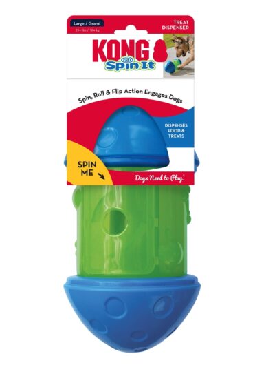 KONG Spin It Treat Dispenser Toy Green/Blue 1ea/LG