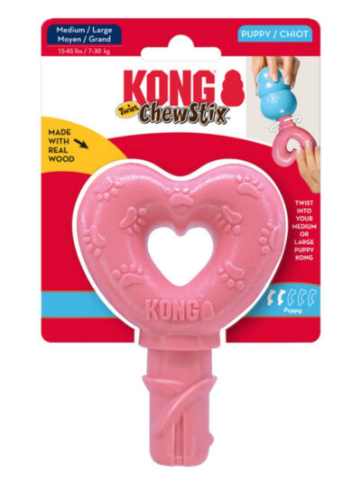 KONG ChewStix Puppy Twist Dog Toy Heart 1ea/LG