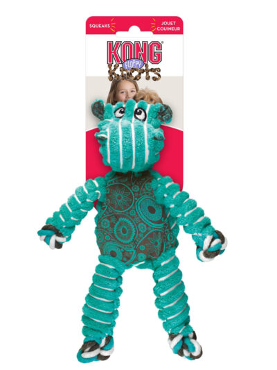 KONG Floppy Knots Hippo Dog Toy Green 1ea/SM/MD