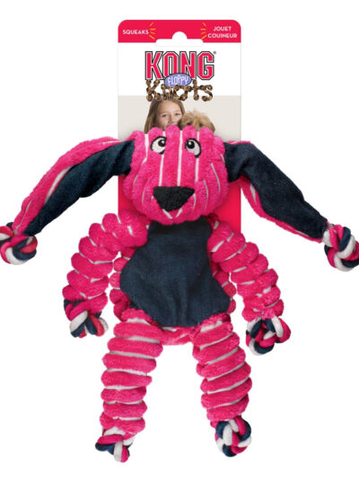 KONG Floppy Knots Bunny Dog Toy Pink 1ea/MD/LG