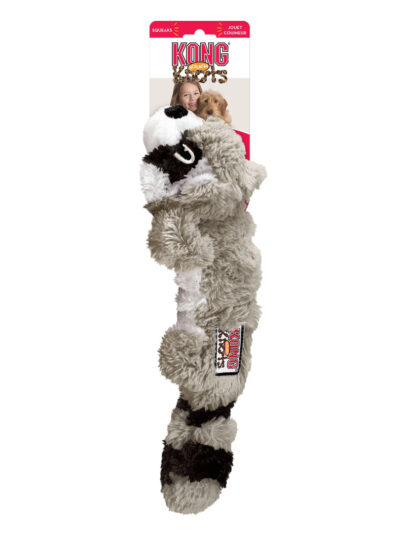 KONG Scrunch Knots Raccoon Dog Toy Gray 1ea/MD/LG