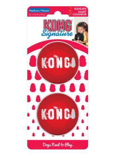 KONG Signature Ball Dog Toy Red 1ea/2 pk, MD