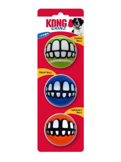 KONG Grinz by Rogz Variety Ball Dog Toys 1ea/MD, 3 pk