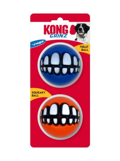 KONG Grinz by Rogz Variety Ball Dog Toys 1ea/LG, 2 pk