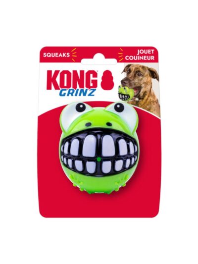 KONG Grinz Frog Dog Toy Green, 1ea/LG
