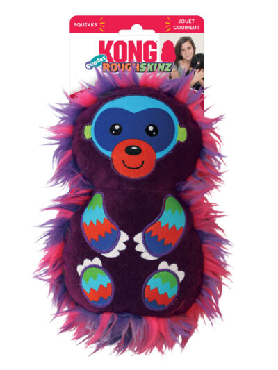 KONG Roughskinz Suedez Monkey Squeaker Dog Toy Purple 1ea/MD