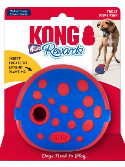 KONG Rewards Wally Dog Treat Dispenser Toy Blue/Red 1ea/MD/LG