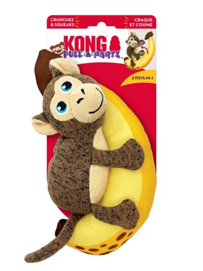 KONG Pull-A-Partz Pals Dog Toy Monkey, MD (2 pack)