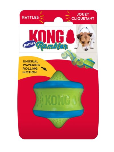 KONG Rambler Rattlez Dog Toy Swirl Ball, MD (2 pack)