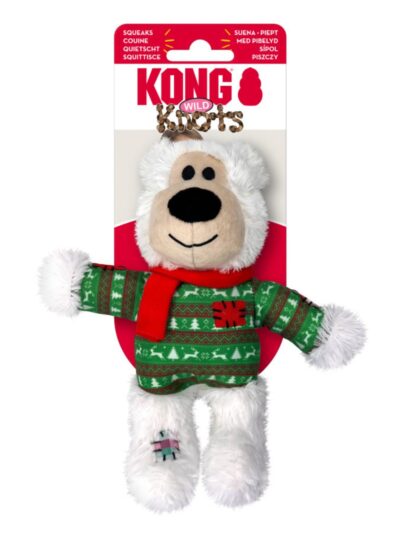 KONG Holiday Wild Knots Bear Dog Toy AssortedColors, 1ea/SM/MD