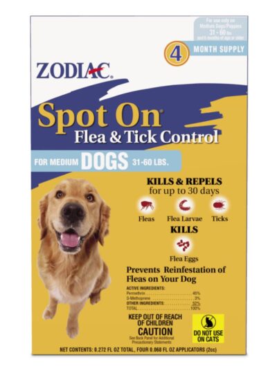 Zodiac Spot On Flea Tick Control 1ea/Medium Dogs 3160 lb, 4 pk