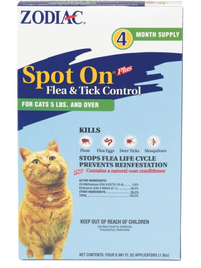 Zodiac Spot On Plus Flea Tick Control for Cats 1ea/5 Lbs And Over, 4 pk