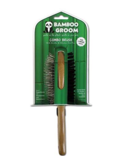 Bamboo Groom Combo Brush with Bristles and Pins Large