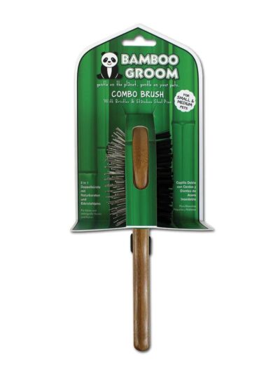 Bamboo Groom Combo Brush with Bristles and Pins Small/Medium