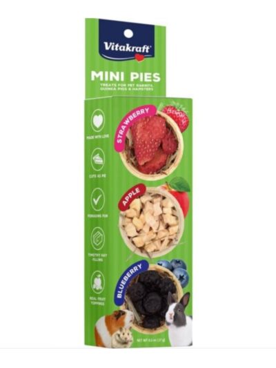 Vitakraft Mini Pie Small Animal Treats Strawberry/Apple/Blueberry 0.6oz.