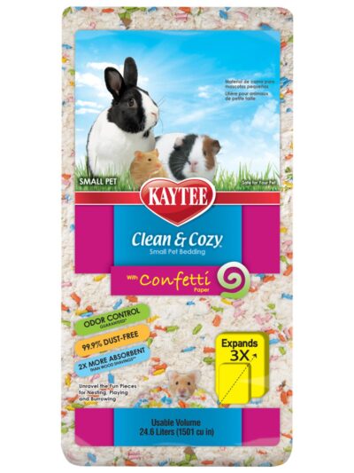 Kaytee Clean Cozy Confetti Bedding White Paper Bedding with Colored Confetti Paper, 1ea/24.6 l