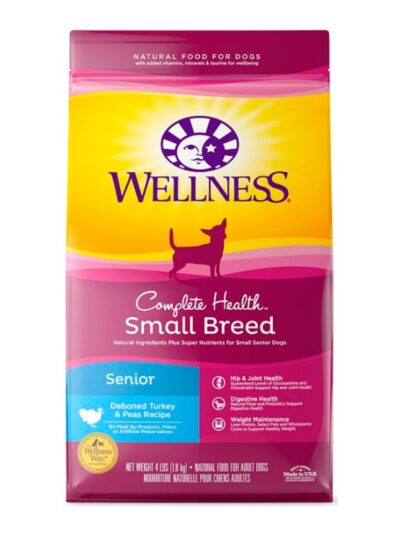 Wellness Dog Small Breed Senior 4Lb Turkey Peas Complete Health