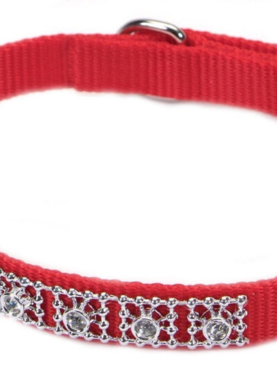 Coastal Nylon Jeweled Collar Red 5/8X14In