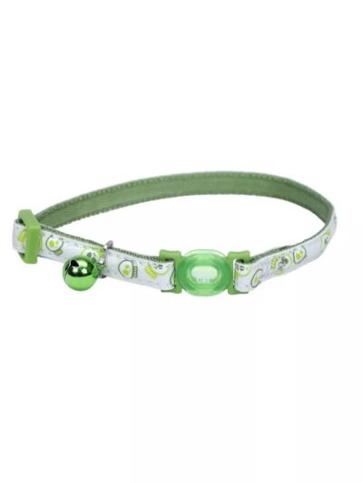 Safe Cat Glow in the Dark Adjustable Breakaway Collar Glowing Lime Skulls 3/8" X 8"-12"