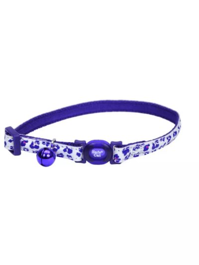 Safe Cat Glow in the Dark Adjustable Breakaway Collar Glowing Purple Leopard 3/8" X 8"-12"