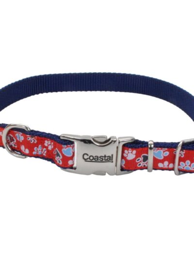 Ribbon Adjustable Nylon Dog Collar with Metal Buckle Red 1ea/5/8 In X 8-12 in