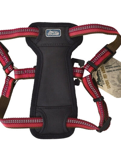 Coastal K9 Explorer 1 Inch Padded Harness Berry Red (26-38 Inch)