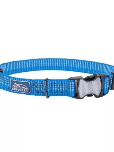 K9 Explorer Brights Reflective Adjustable Dog Collar Lake Medim 1"x 12"-18"