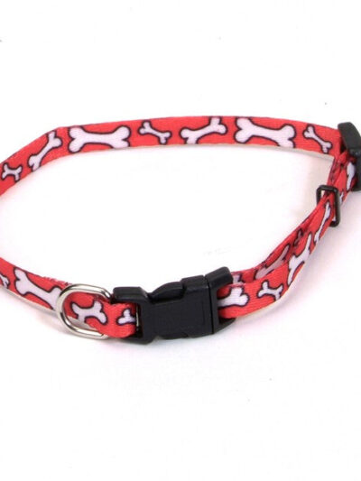 Coastal Lil Pals Adjustable Patterned Collarlight Red White Bone 5/16X8-12In