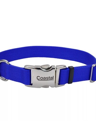 Coastal Adjustable Nylon Collar With Coastal Titan Metal Buckle Blue 5/8X14In