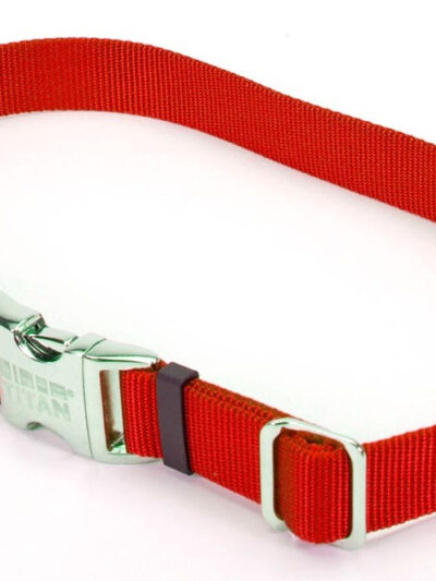 Coastal Adjustable Nylon Dog Collar with Titan Metal Buckle Red 1ea/3/4 In X 14-20 in