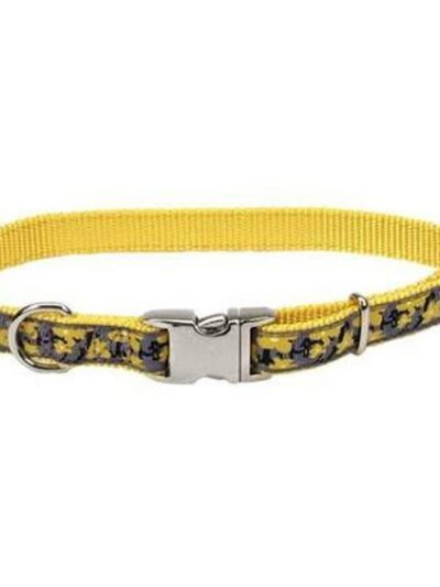 Ribbon Adjustable Nylon Dog Collar with Metal Buckle Yellow 1ea/5/8 In X 8-12 in