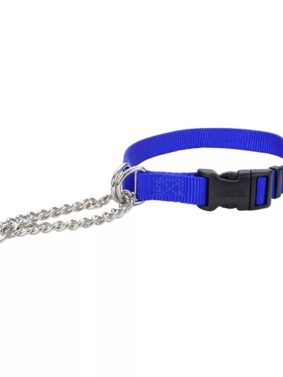 Coastal Adjustable Check Training Collar with Buckle for Dogs Blue Small 3/8" X 11"-15"