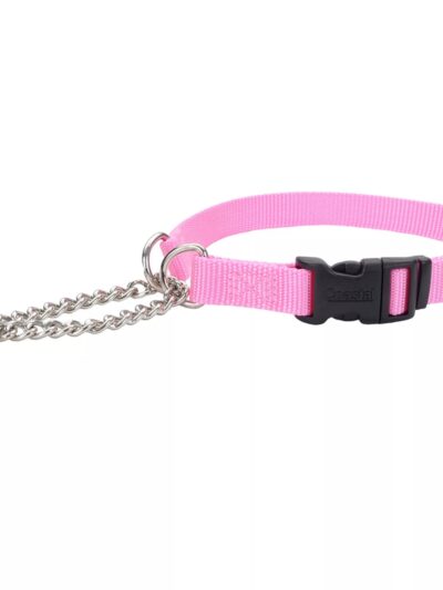 Coastal Adjustable Check Training Collar with Buckle for Dogs Pink Bright Medium 5/8" X 14"-18"