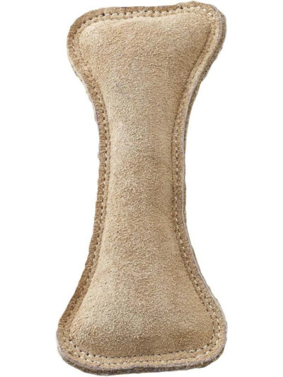 Dura-Fused Leather Bone Dog Toy Brown 9 In
