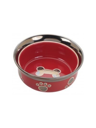 Spot 7" Dog, Red Ritz Copper Rim Dish