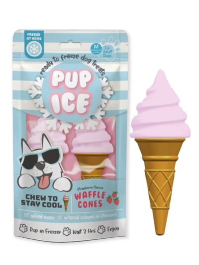 Pup Ice Waffle Cone Strawberry 2 Pk