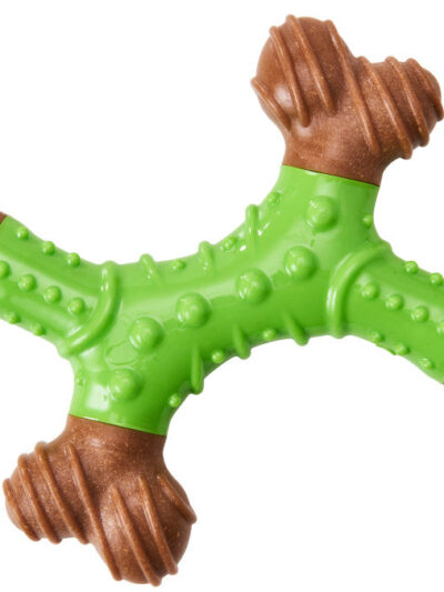 Bam-Bone Dental X-Bone Dog Toy Green/Brown 1ea/6 in