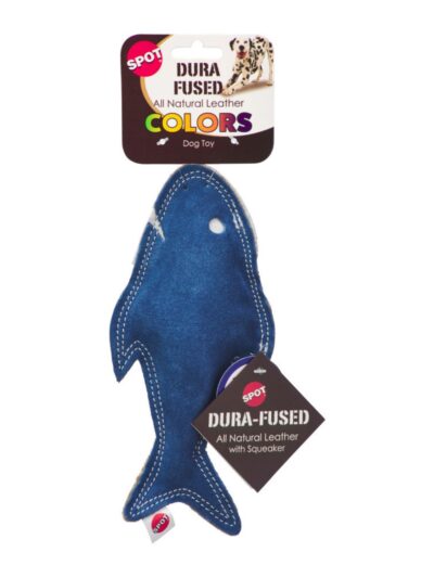 Spot Durafuse Leather Fish Dog Toy Assorted, 1ea/7 in