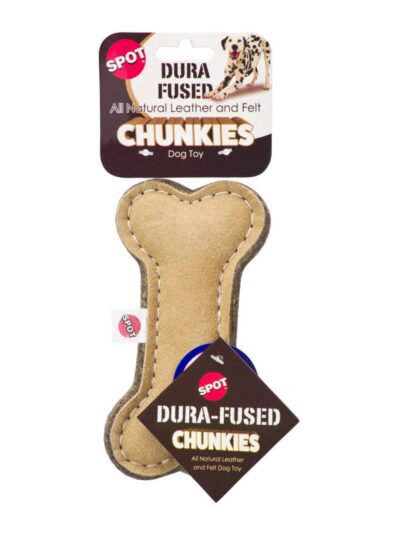 Spot Dura-fuse Leather Chunky Dog Toy Bone, 1ea/6 in