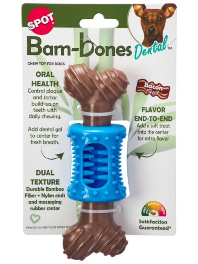Spot Bambone Plus Dental Chew Dog Toy Bacon, 1ea/6.5 in