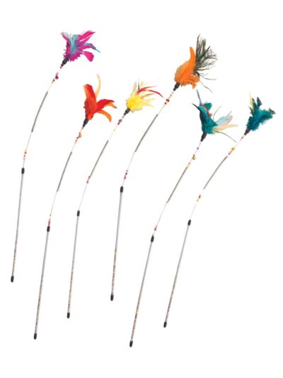 Spot 26" Spring Coil Teaser Wand 6 Pc Assorted