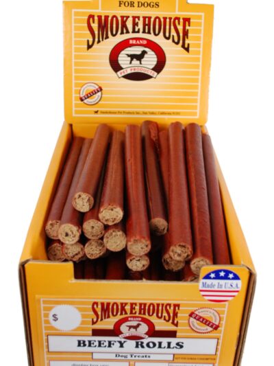 Smokehouse USA Made Beefy Rolls Dog Treats 60ea/60 Ct Display Box