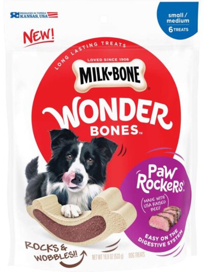 Milk-Bone Wonder Bones Paw Rockers Dog Treats Beef 1ea/18.8 oz, 6 ct, SM/MD