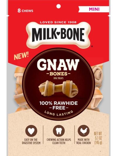 Milk-Bone Gnaw Bones Knotted Bones Dog Treats Chicken 1ea/5.1 oz, 8 ct, Mini