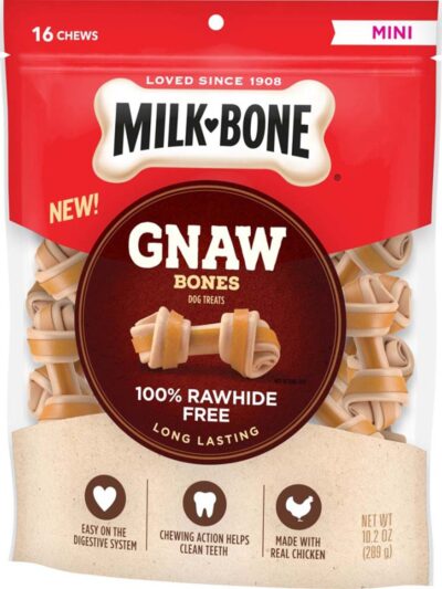 Milk-Bone Gnaw Bones Knotted Bones Dog Treats Chicken 1ea/10.2 oz, 16 ct, Mini